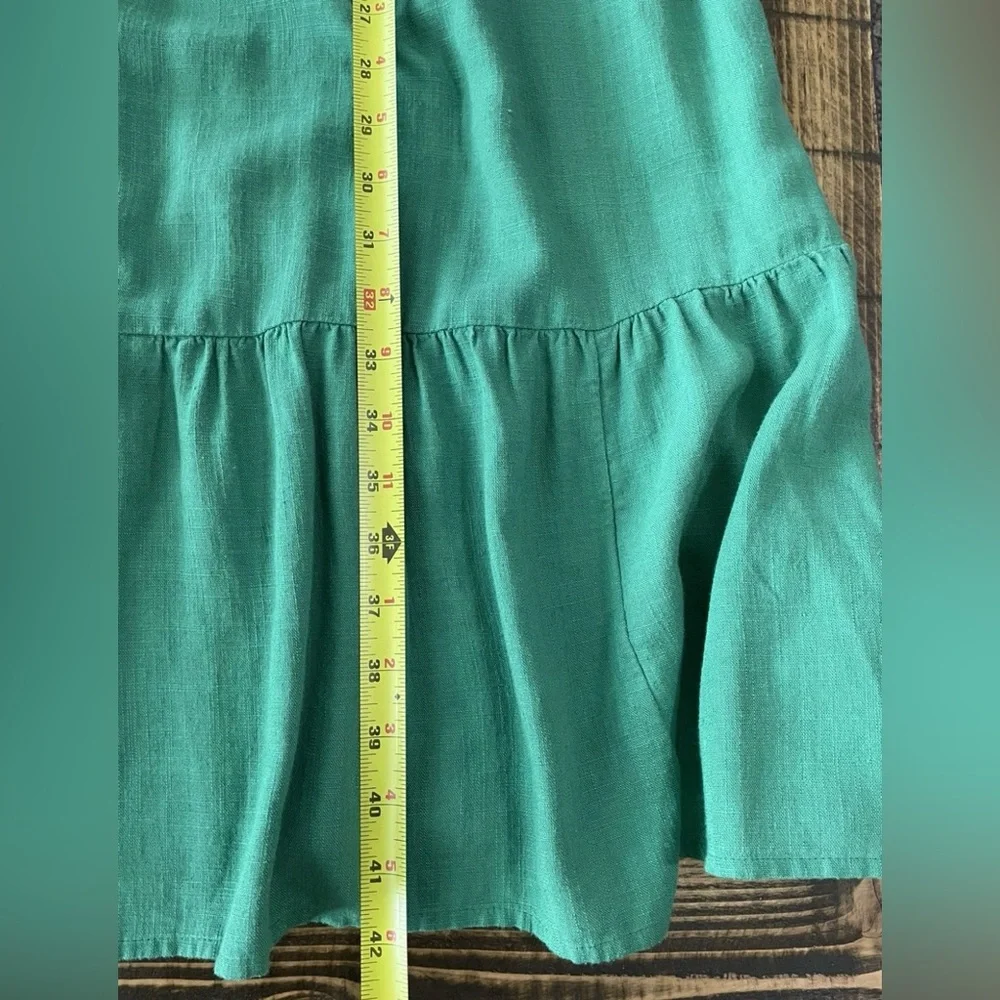 J.Jill Kelly Green Linen Blend Midi Dress V-Neck Tiered Bell Sleeve 2X - Picture 7 of 7
